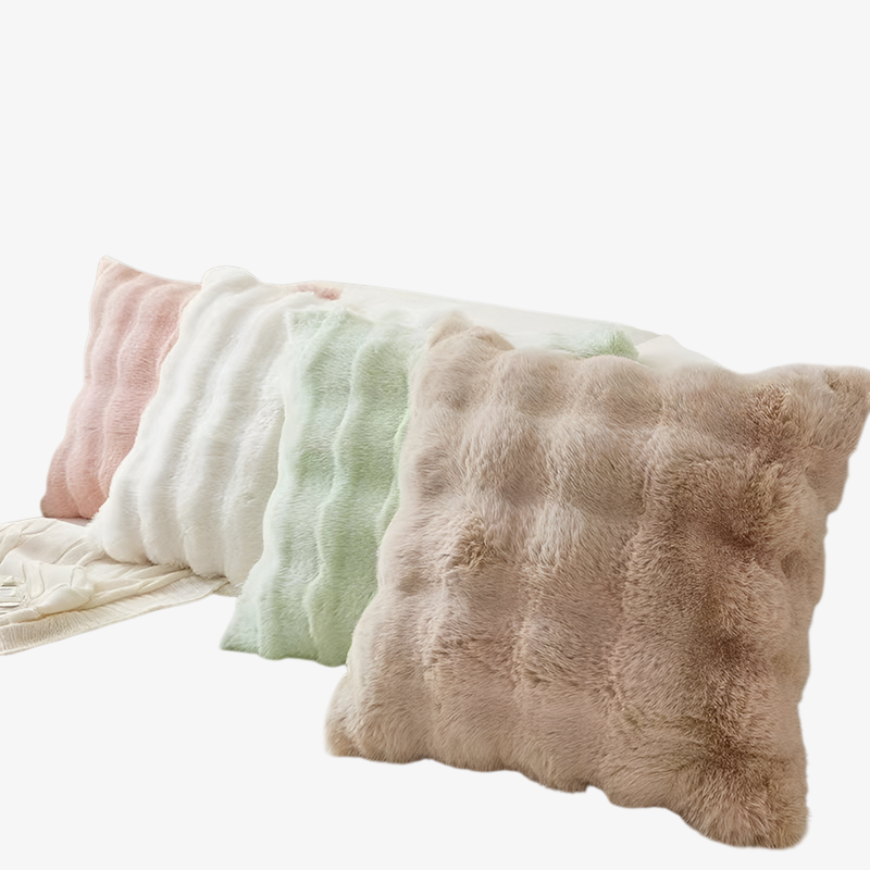 Cojín de felpa gruesa imitación piel de conejo para invierno