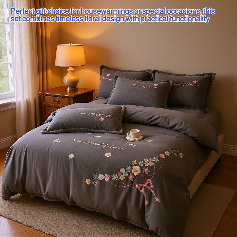 Floral Embroidery Four-Piece Set