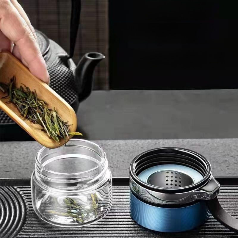 Tea and water separation glass teacup