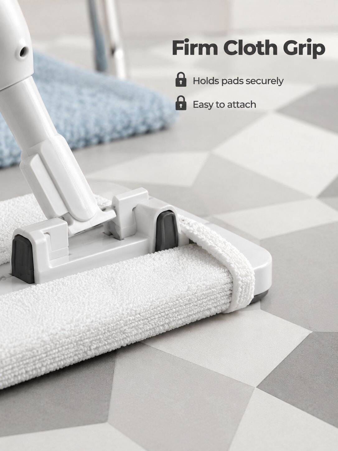 Household Hands-Free Spray Flat Mop with Cloth Clip, Dry and Wet Dual-Use Cleaning Mop