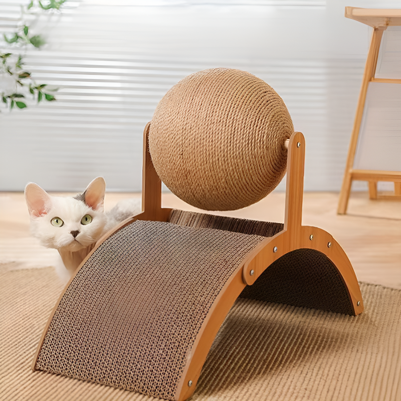 ของเล่นแมวแบบแท่นพร้อมลูกบอลแม่เหล็ก