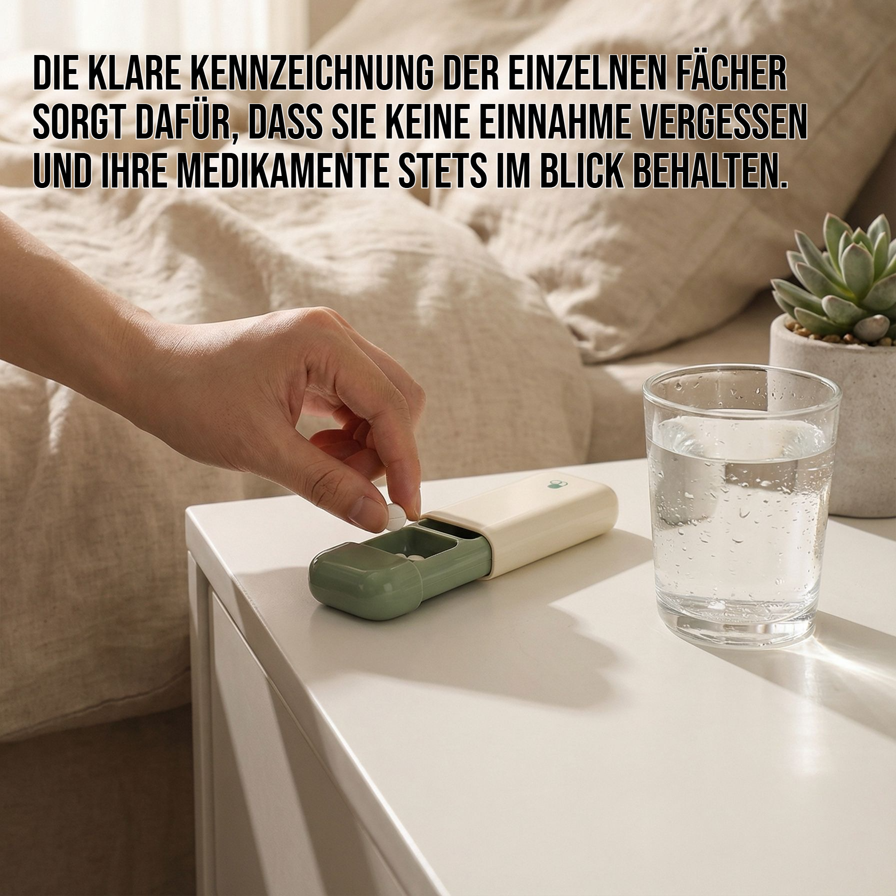 Kompakter Pillenspender für unterwegs