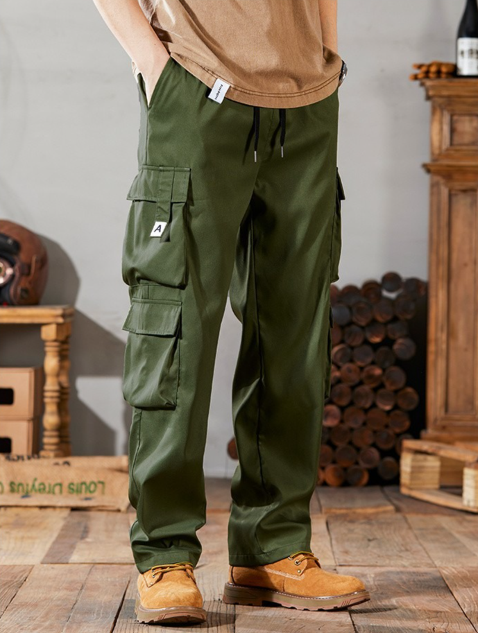 남성 와이드 일자 카고 팬츠 전체 모습