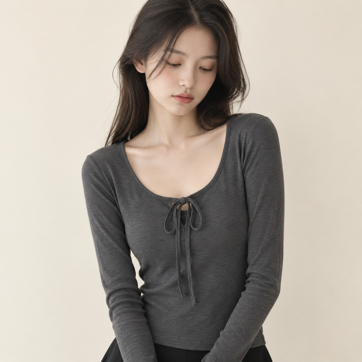 신상 봄가을 스트랩 캐주얼 긴팔 티셔츠 여성