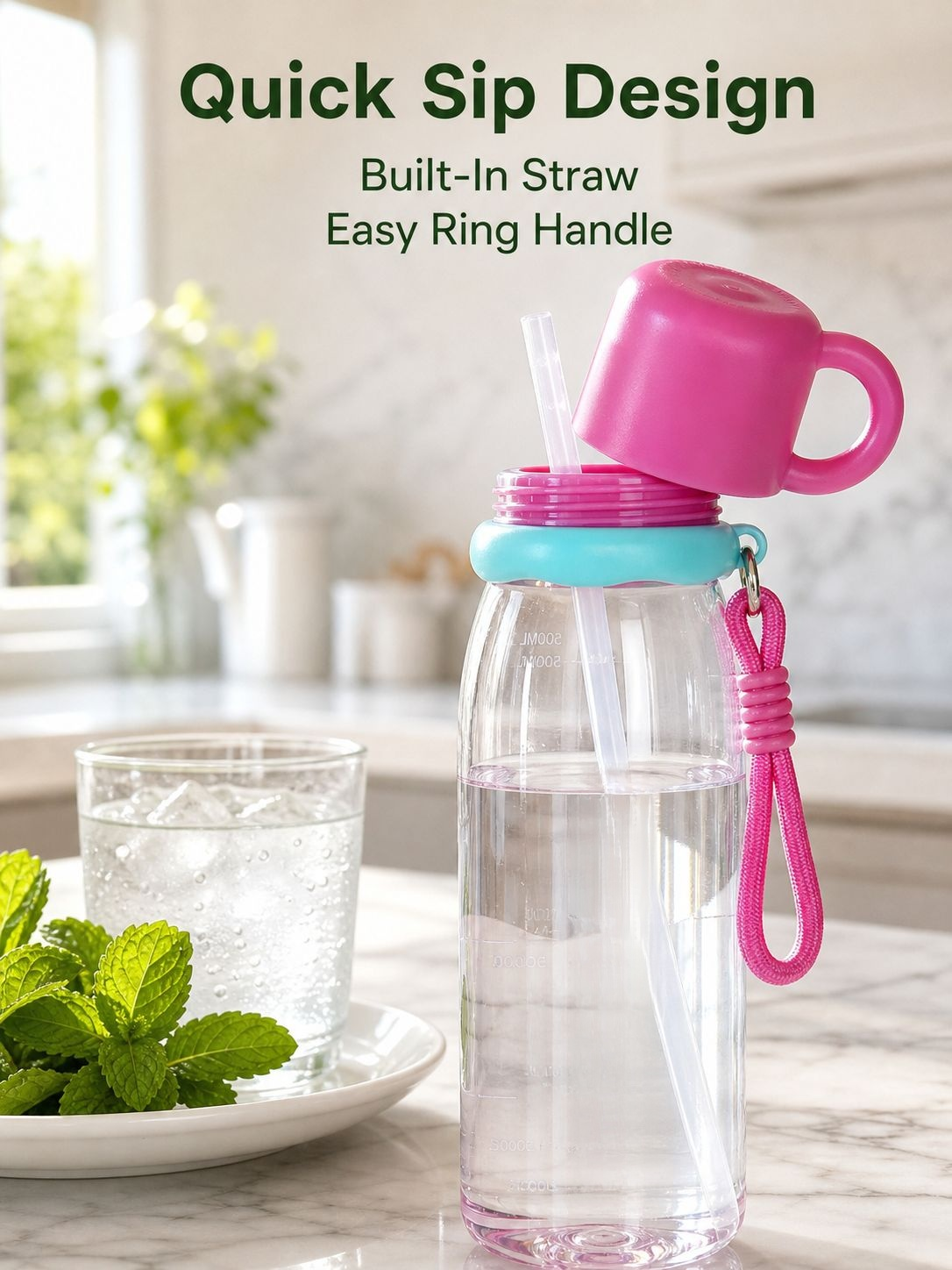 Stylish Shockproof & Heat-Resistant Student Water Bottle, Portable Straw Cup for Outdoor Sports
