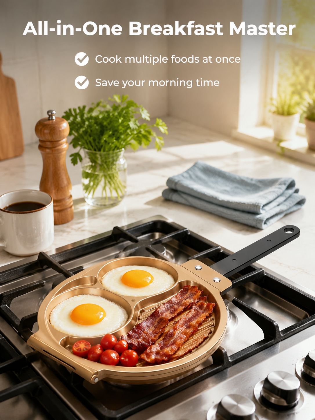 Low-Smoke Egg and Steak Breakfast Pan