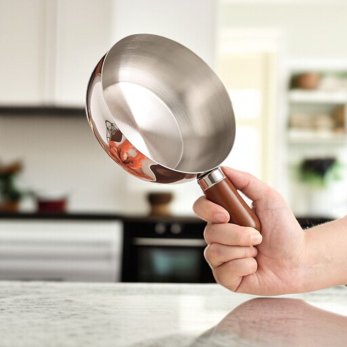 Single-Serve Stainless Steel Small Pot, High-Value Mahogany Style Snack Pot