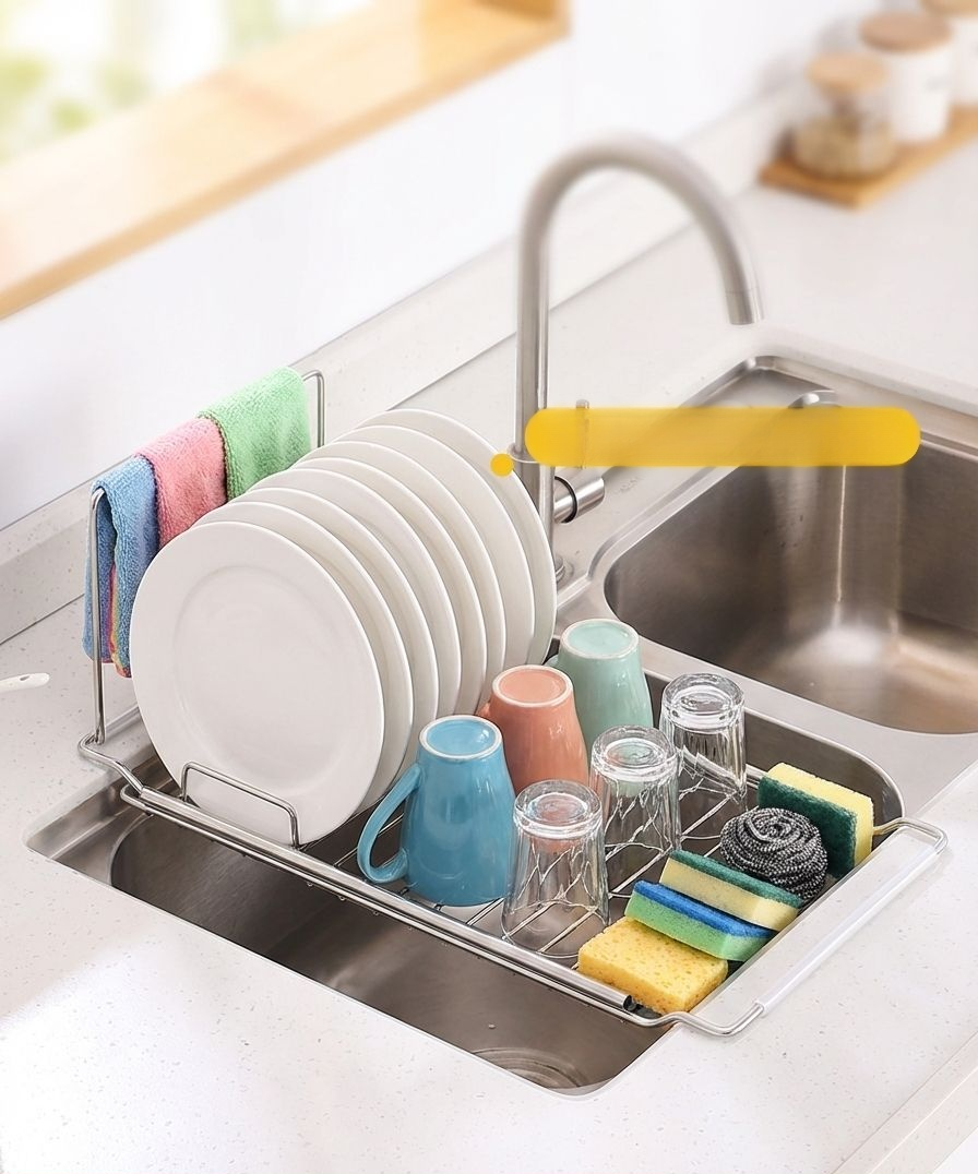 蔬菜水果整齊擺放於收納架上