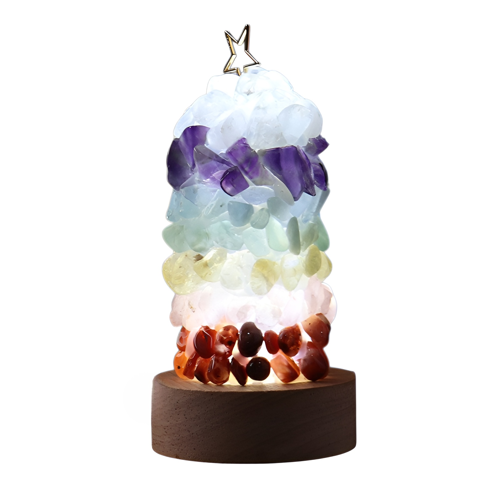 七色クリスタルチップのクリスマスツリー型ナイトライト ベッドサイドランプ 卓上装飾