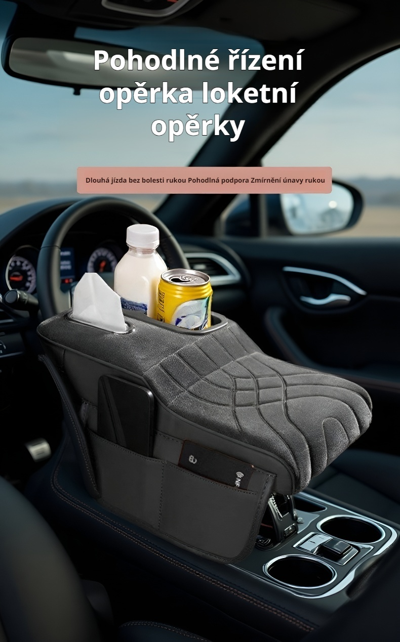 Auto box na kapesníky a držák na nápoje