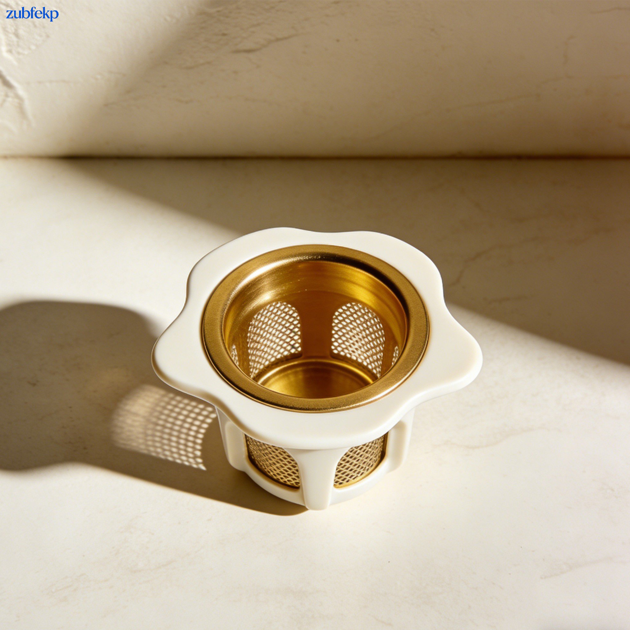 Close-up of rust-resistant sink strainer in drain
