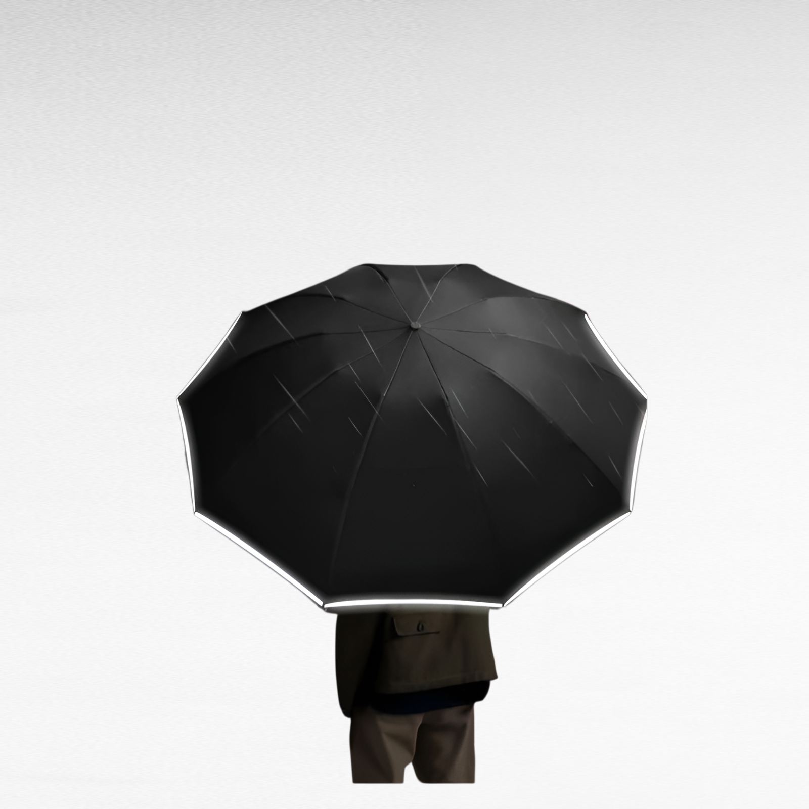 逆自動折りたたみ傘 晴雨兼用 拡大リング付き 黒糊 日焼け止め傘