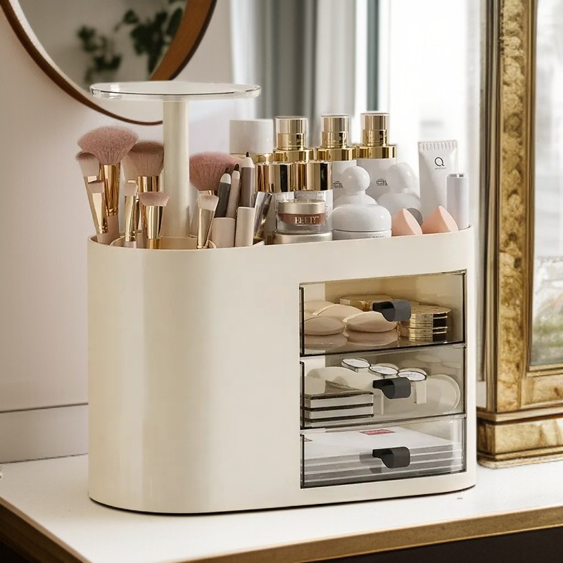 Multi-functional brush storage cylinder for makeup