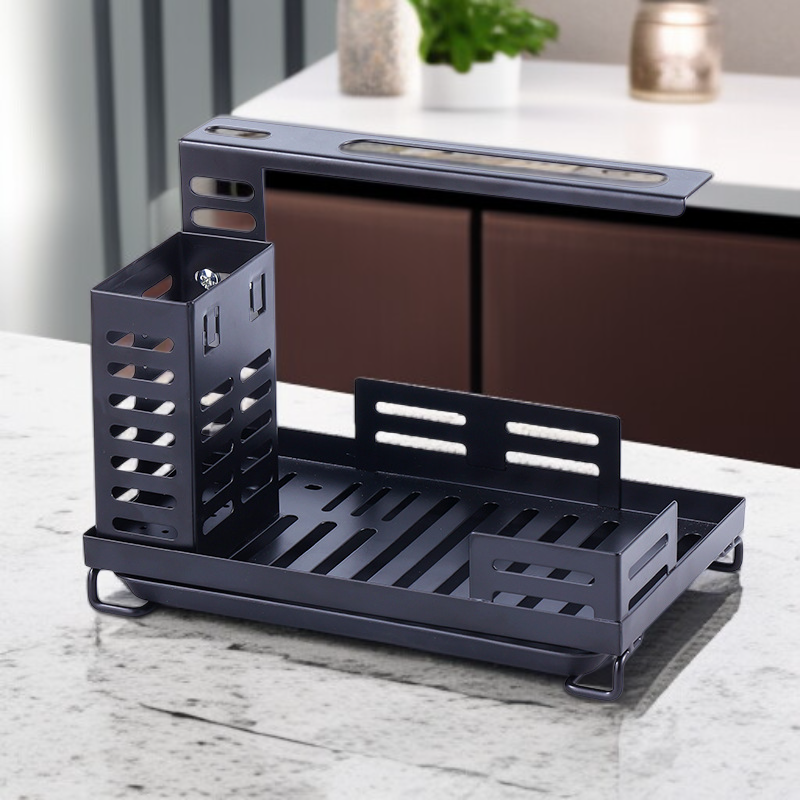 Kitchen No-Punch Storage Shelf Drainer Rack Sponge Dishcloth Towel Holder