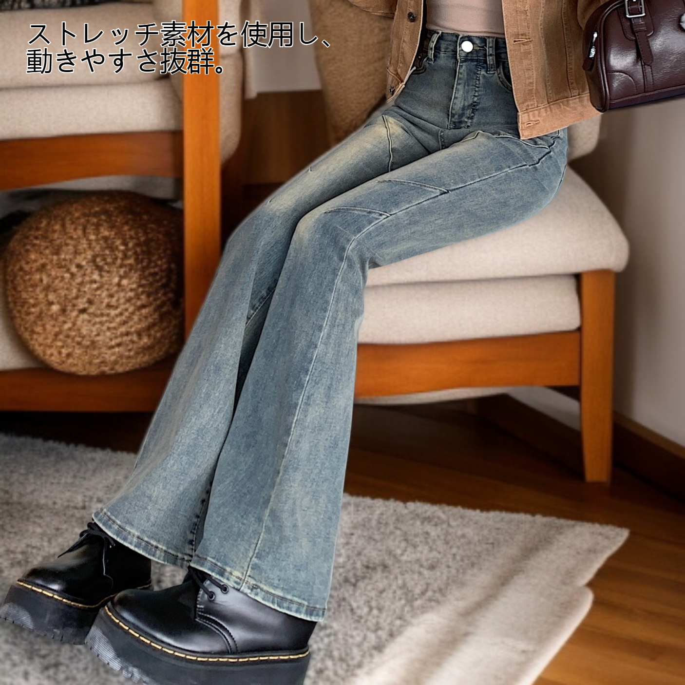 レディースストレッチフレアジーンズ