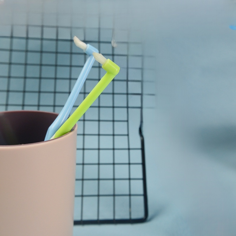 Cepillo de dientes bicolor para gatos, cabezal pequeño, limpieza interdental