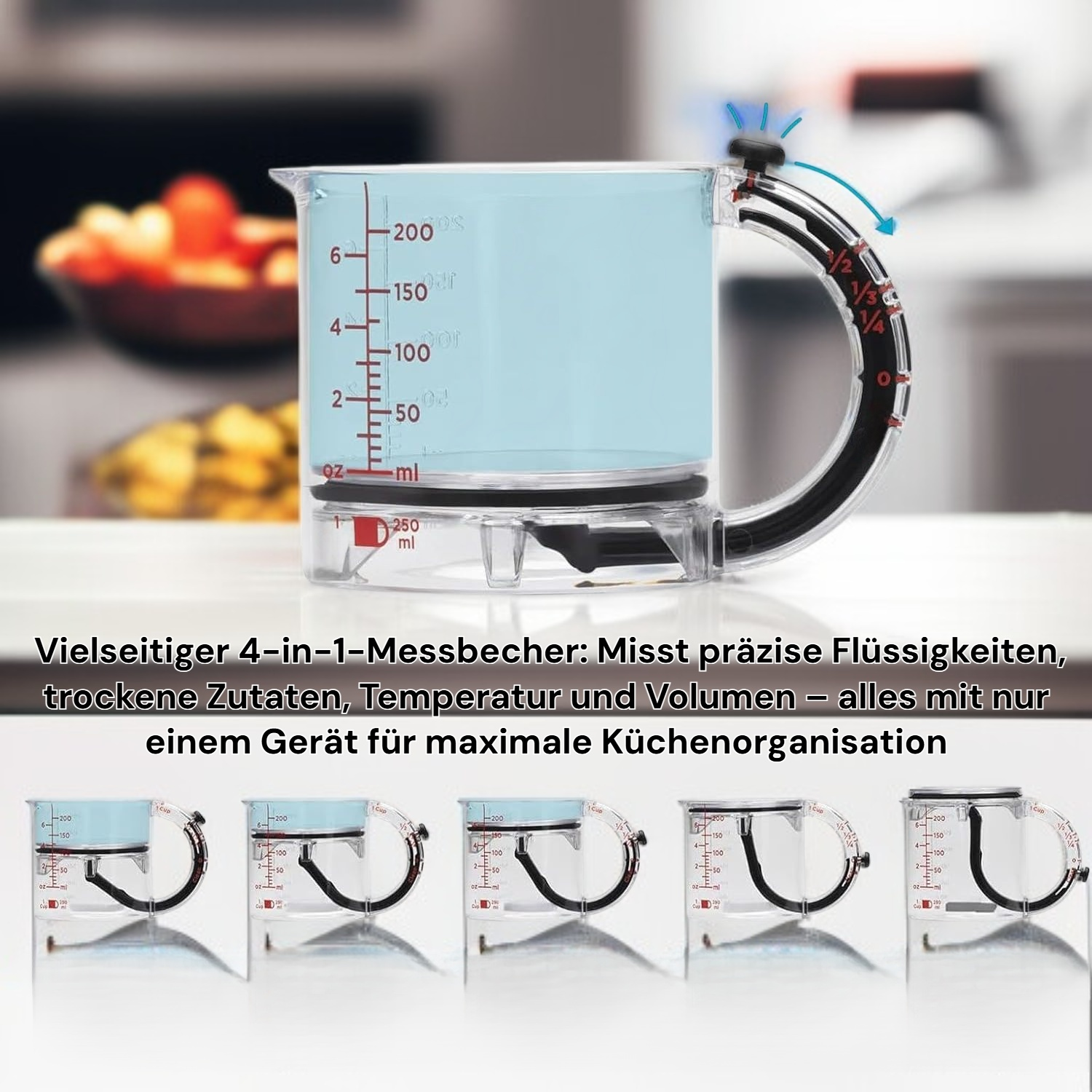 Multifunktionaler 4-in-1-Messbecher