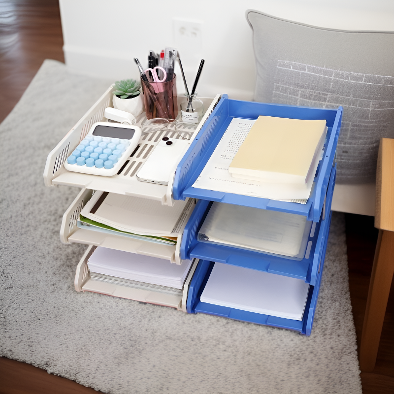 Student File Organizer Rack, Office Desktop File Tray, Cleaning Storage Box