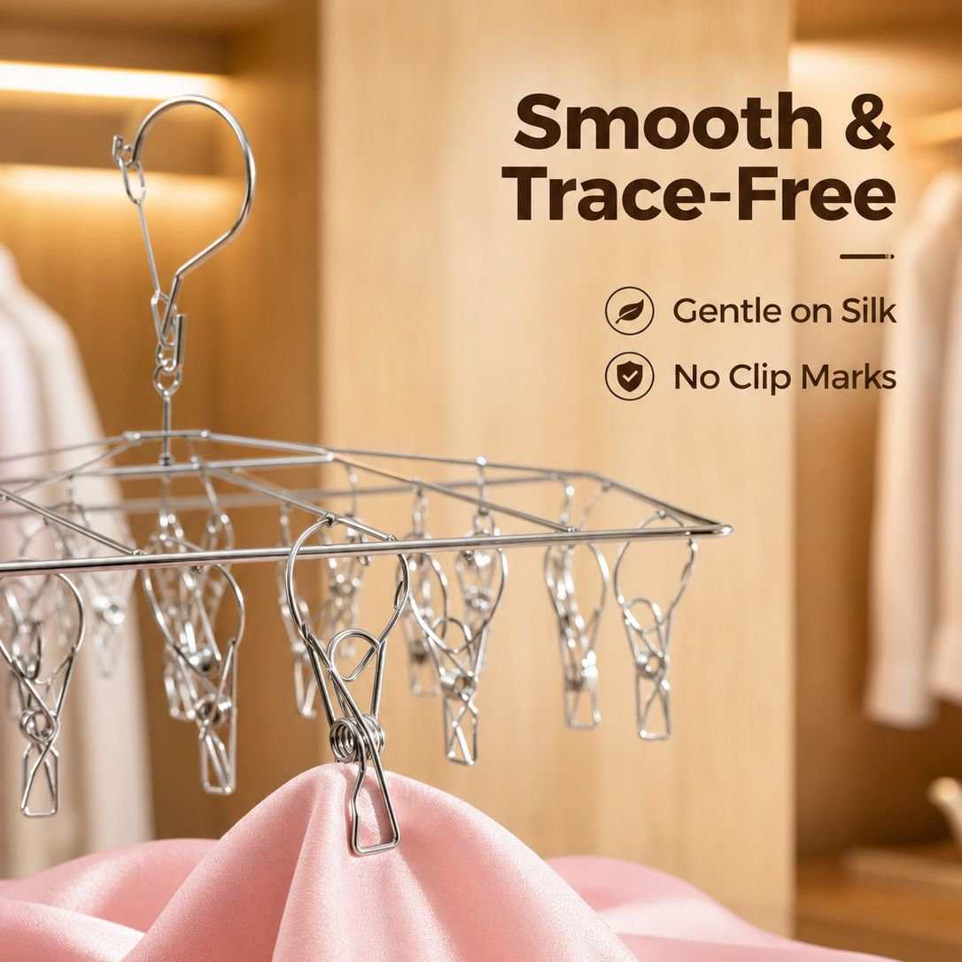 Stainless Steel Square Clothes Drying Rack Clips