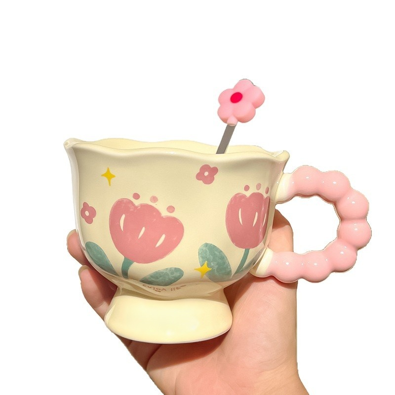 上品なチューリップ陶器カップギフトセット