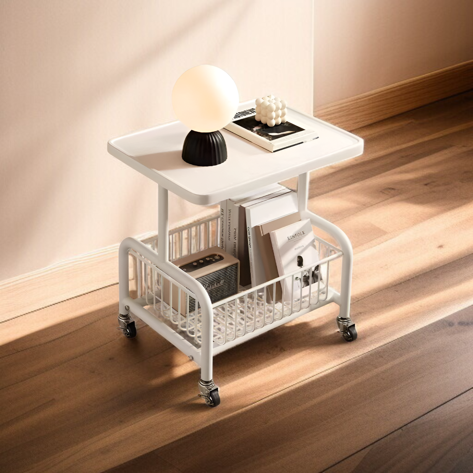 Schoolbag rack movable trolley home desk bookshelf with wheels student desk book storage rack