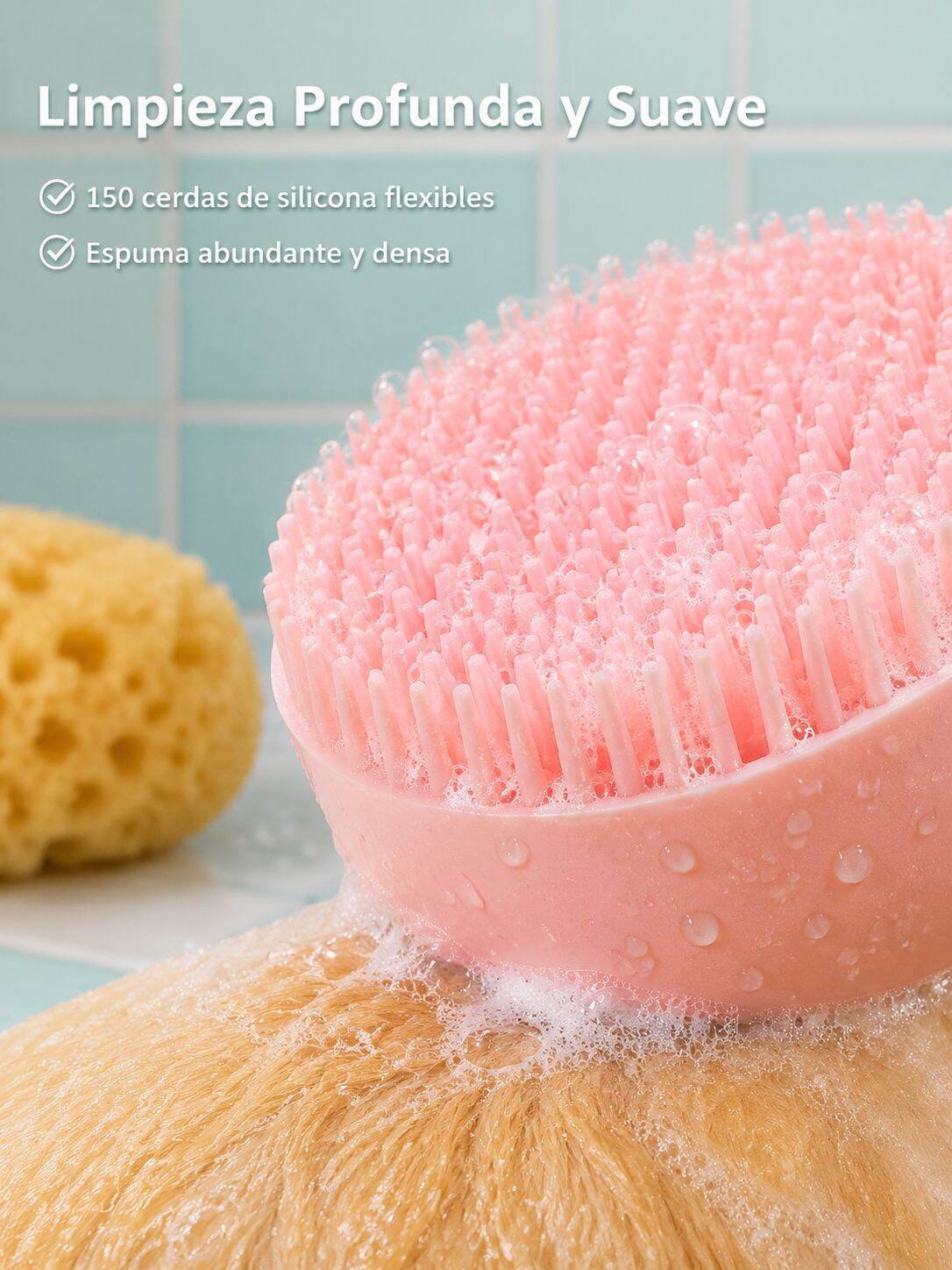 Cepillo de baño de silicona para mascotas, limpieza y masaje