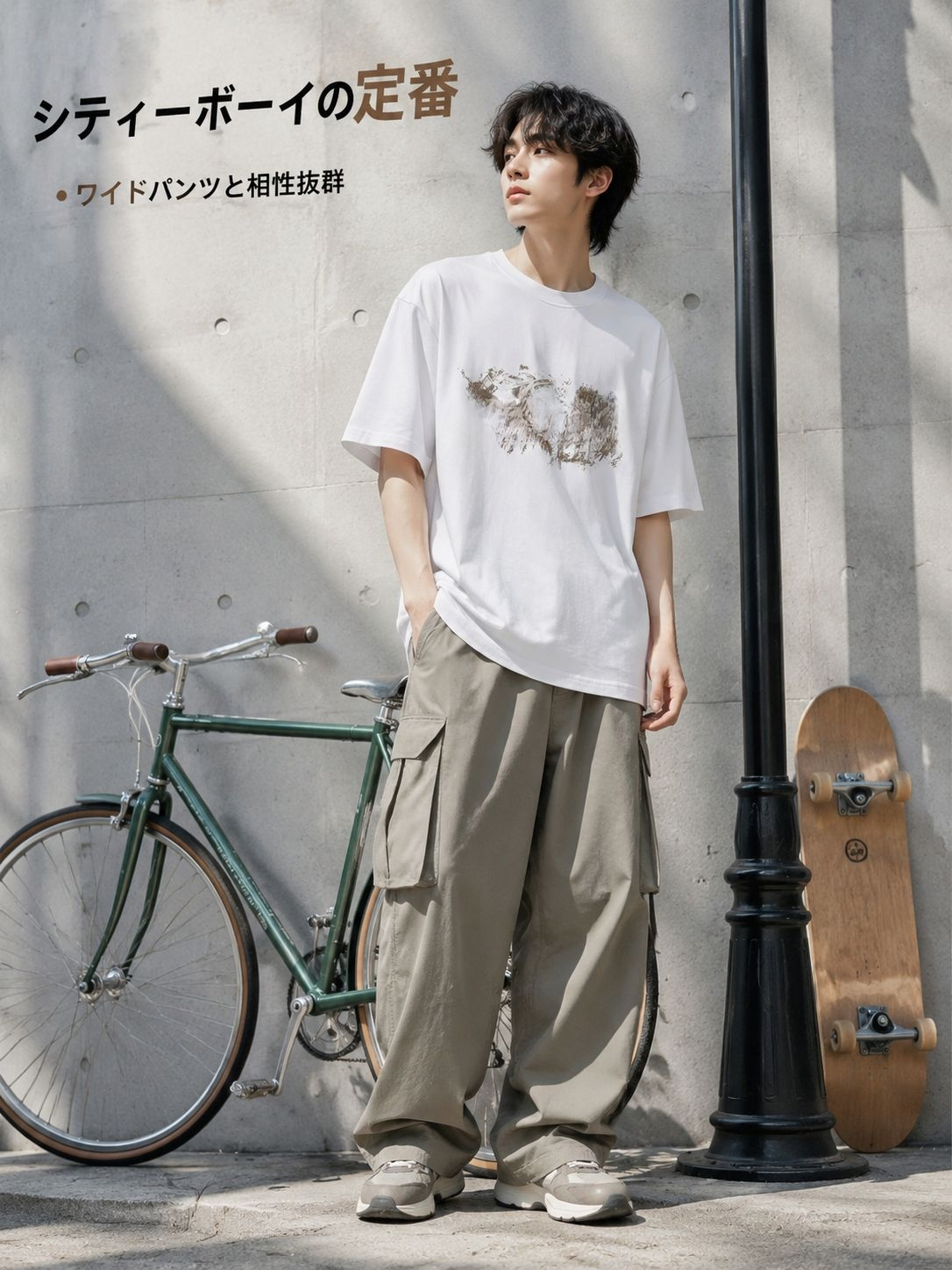 グラフィティプリントルーズフィットダメージ半袖Tシャツ ユニセックス