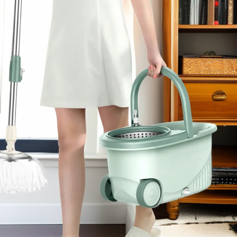 Cubo y fregona para el hogar, fregona perezosa todo en uno, separación húmedo-seco giratoria