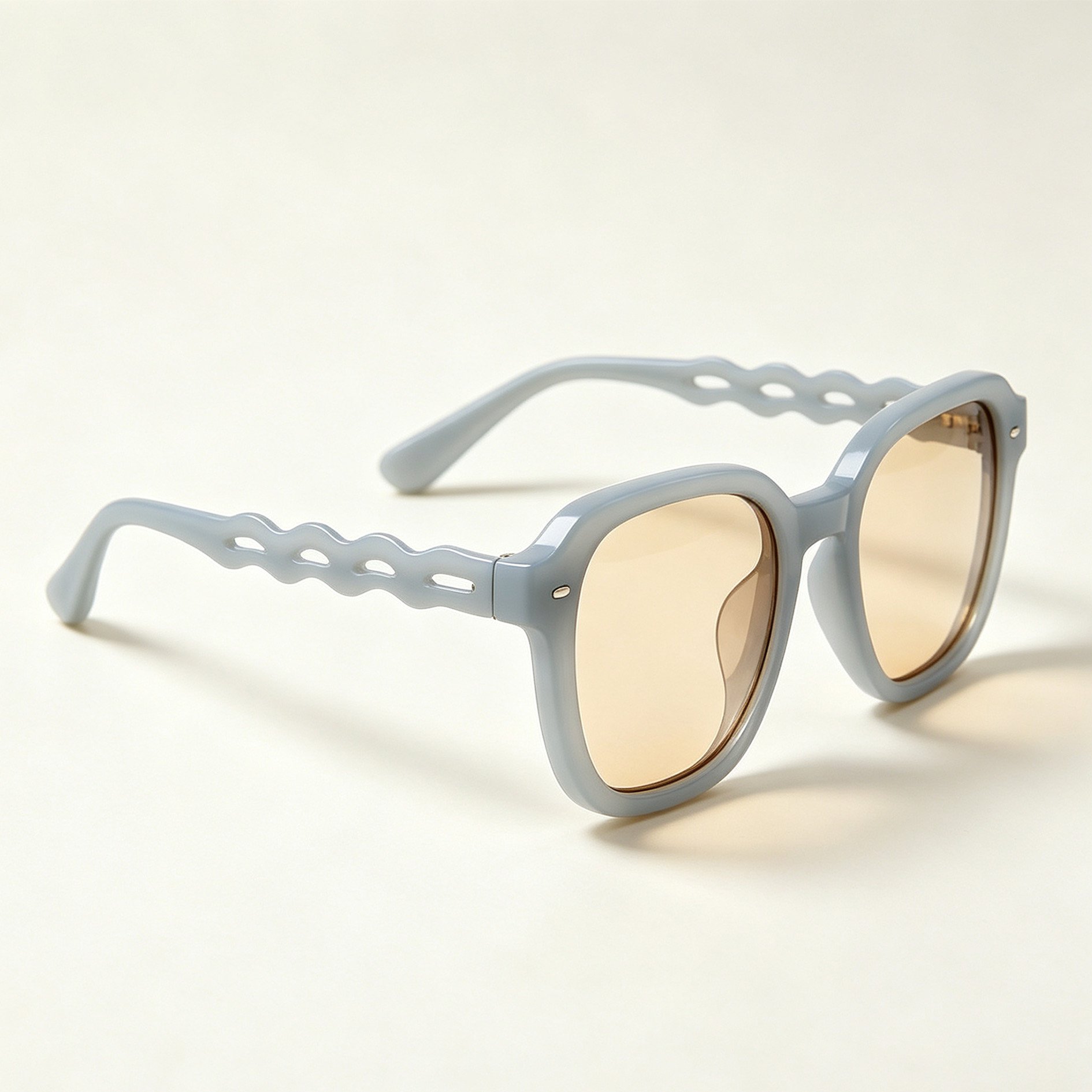 Light blue wavy square-framed sunglasses