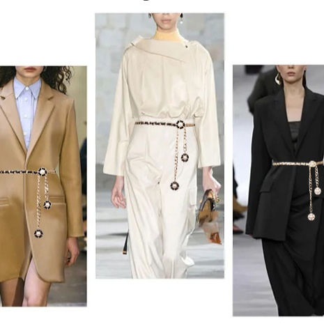 ファッション椿花ウエストチェーン、黒白調節可能な細ベルト、スーツ女性用アクセサリー