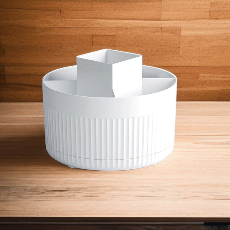 Organizador giratorio de maquillaje para escritorio, soporte para pinceles y lápices de ojos