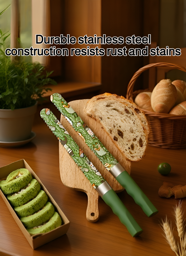 Serrated knife slicing toast bread