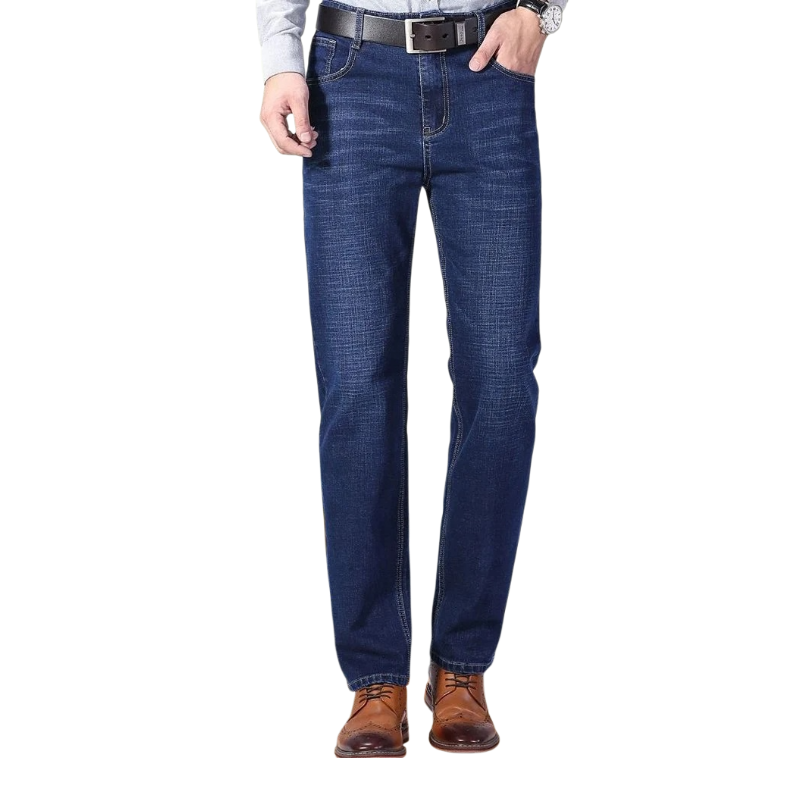 루즈하고 약간 신축성이 있는 스트레이트 청바지는 10년 동안 착용할 수 있습니다