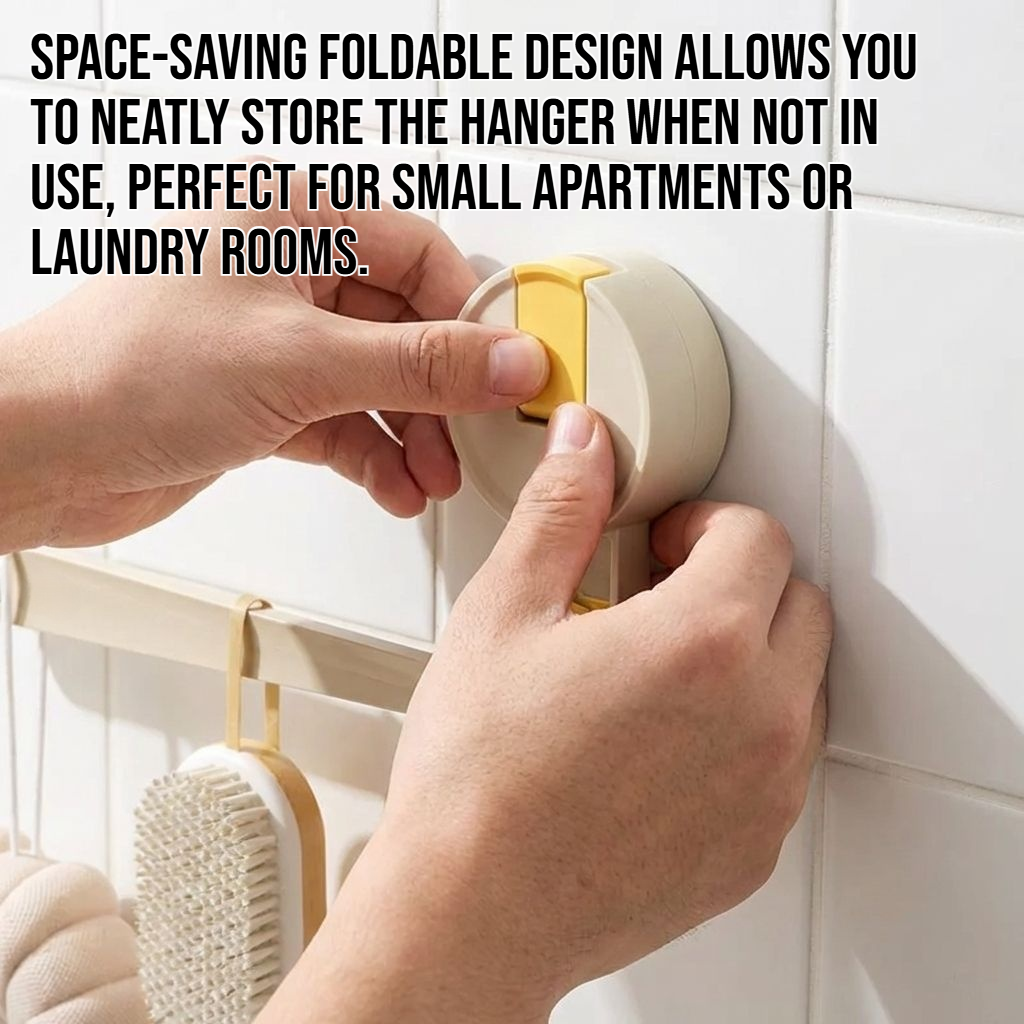 No-drill folding suction cup clothes hanger