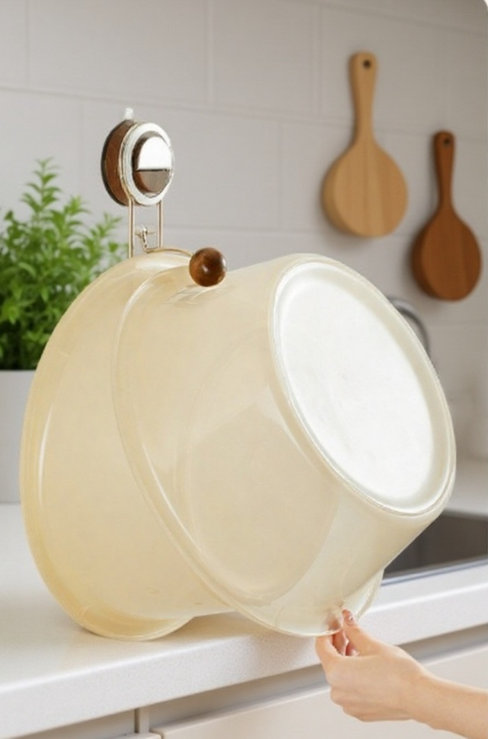 타일 벽면에 손쉽게 부착된 후크