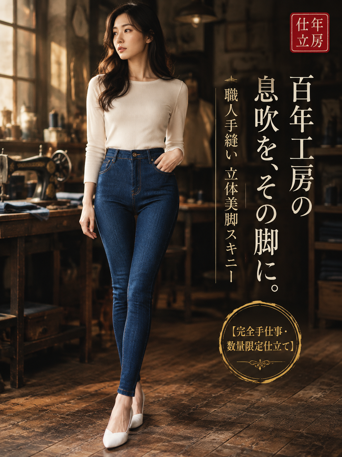 【360°ハイストレッチ×人間工学立体美脚】次世代美シルエット スキニーデニム｜骨格を選ばない感動の伸縮性・深履きハイウエスト・JIS伸縮復元率98.6%実証