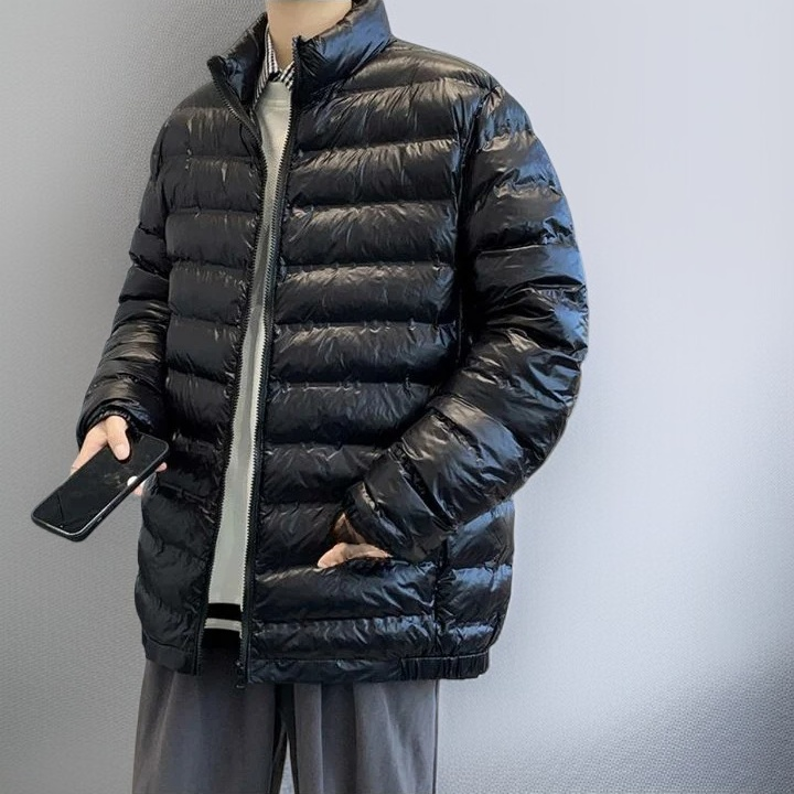 سترة مبطنة شتوية رجالية بمقاس كبير وياقة واقفة