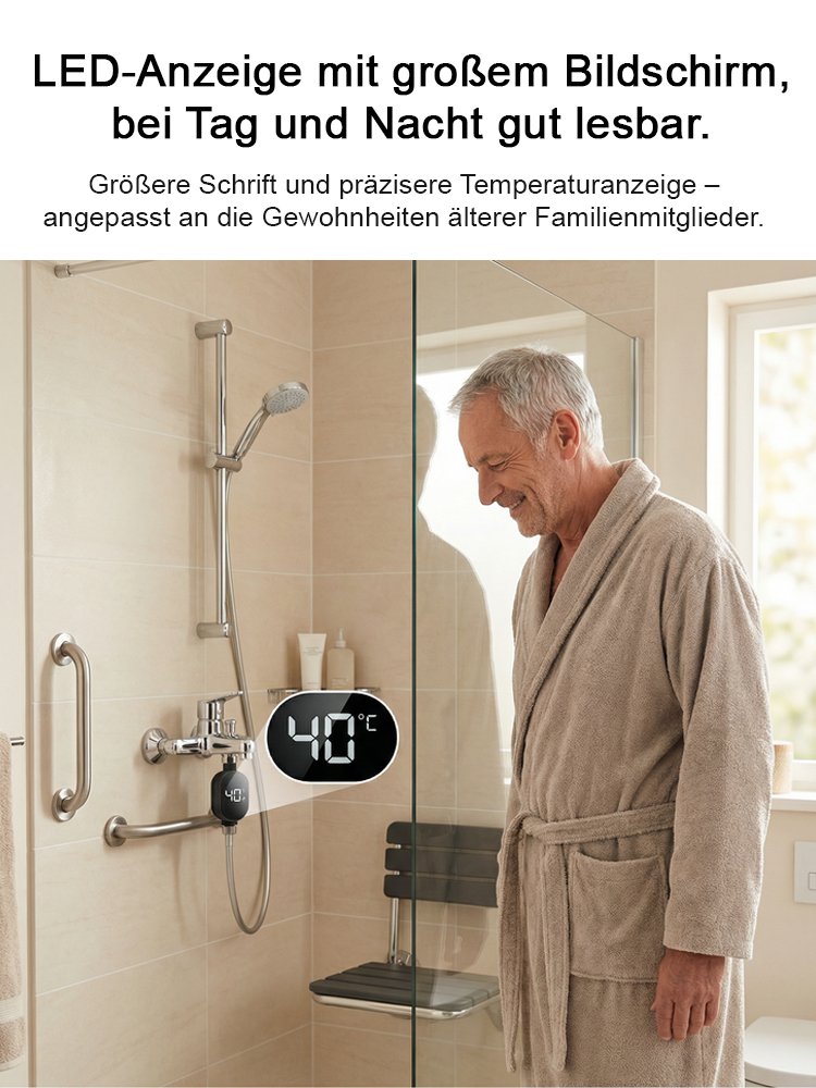 Intelligentes Duschthermometer mit wasserdichter Anzeige