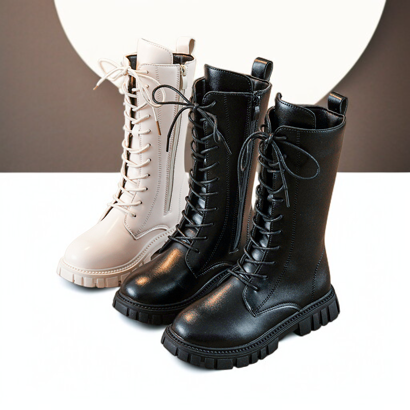 レザーブーツ、K-POP、デビルガールグループのハイブーツ、ドクターマーチンブーツ