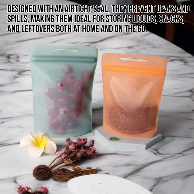 Kitchen household silicone food storage bags