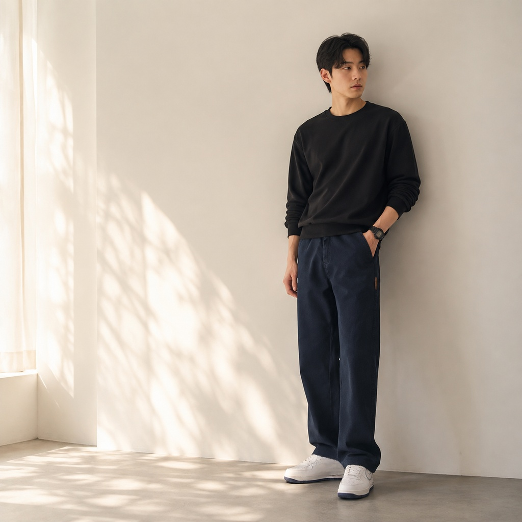 신상 남성 루즈핏 스트레이트 데님 팬츠