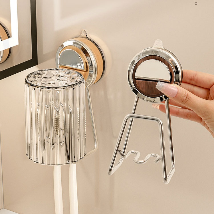  Estante de almacenamiento de pared con ventosa de nogal