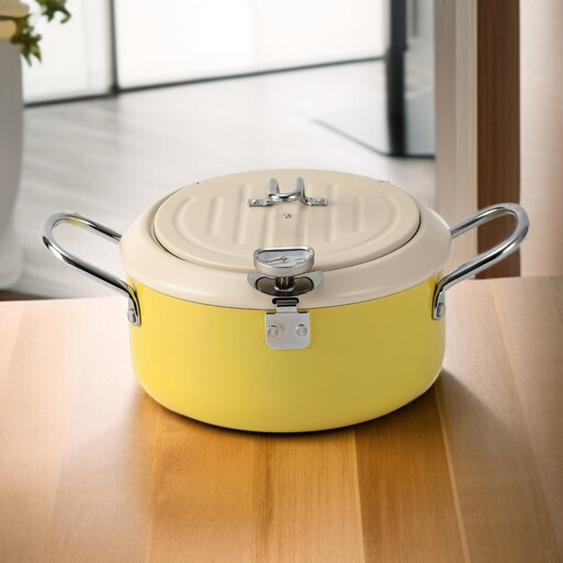 Friteuse multifonction japonaise avec thermomètre intégré, idéale pour tempura