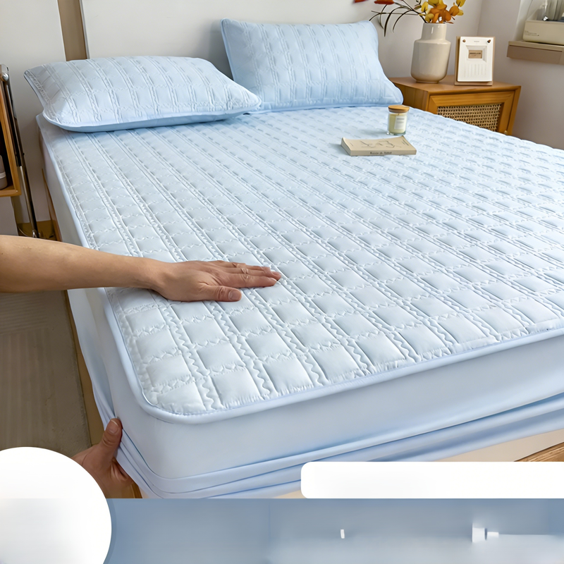 Thick Quilted Mattress Protector, Single Layer, Breathable, Stain Guard Fitted Sheet, All Seasons