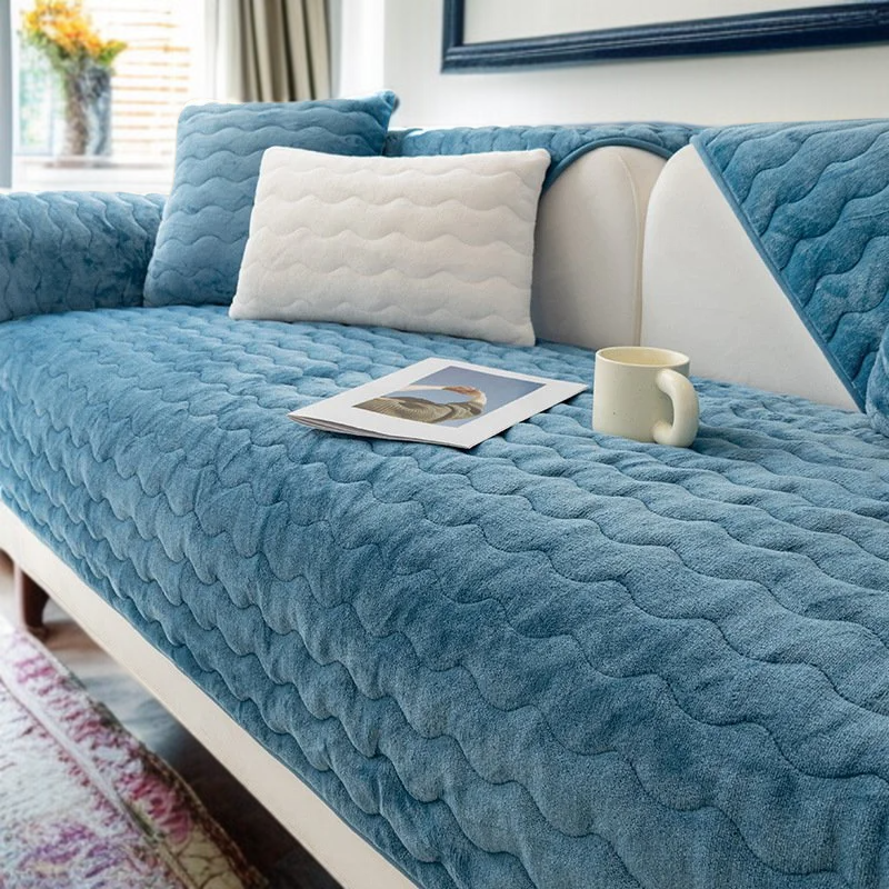 겨울 소파 커버 미끄럼 방지 두꺼운 보풀 대두 섬유 소파 커버 커버