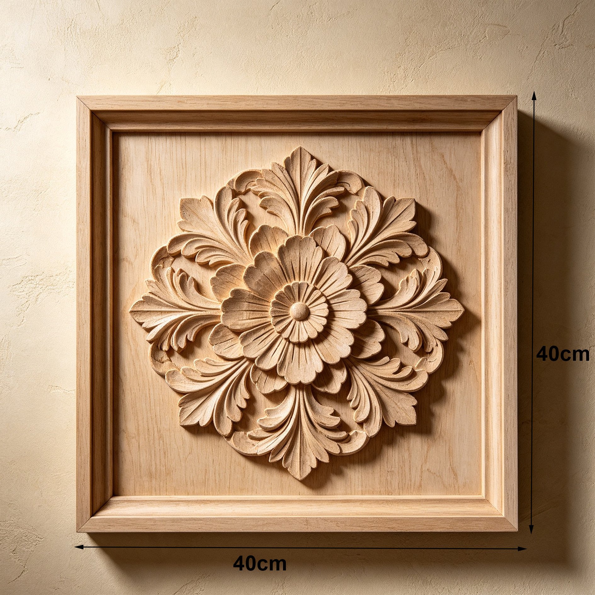 Elegant floral wall art in solid wood for home decor