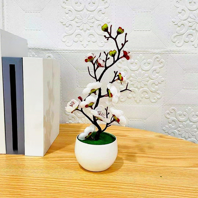 인조 납매 가짜 꽃 장식 화분