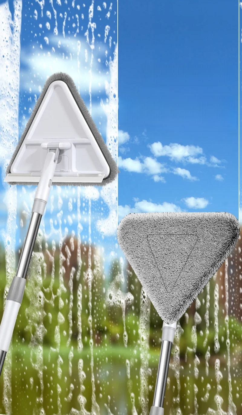 伸縮可能なハンドルで高所も掃除可能