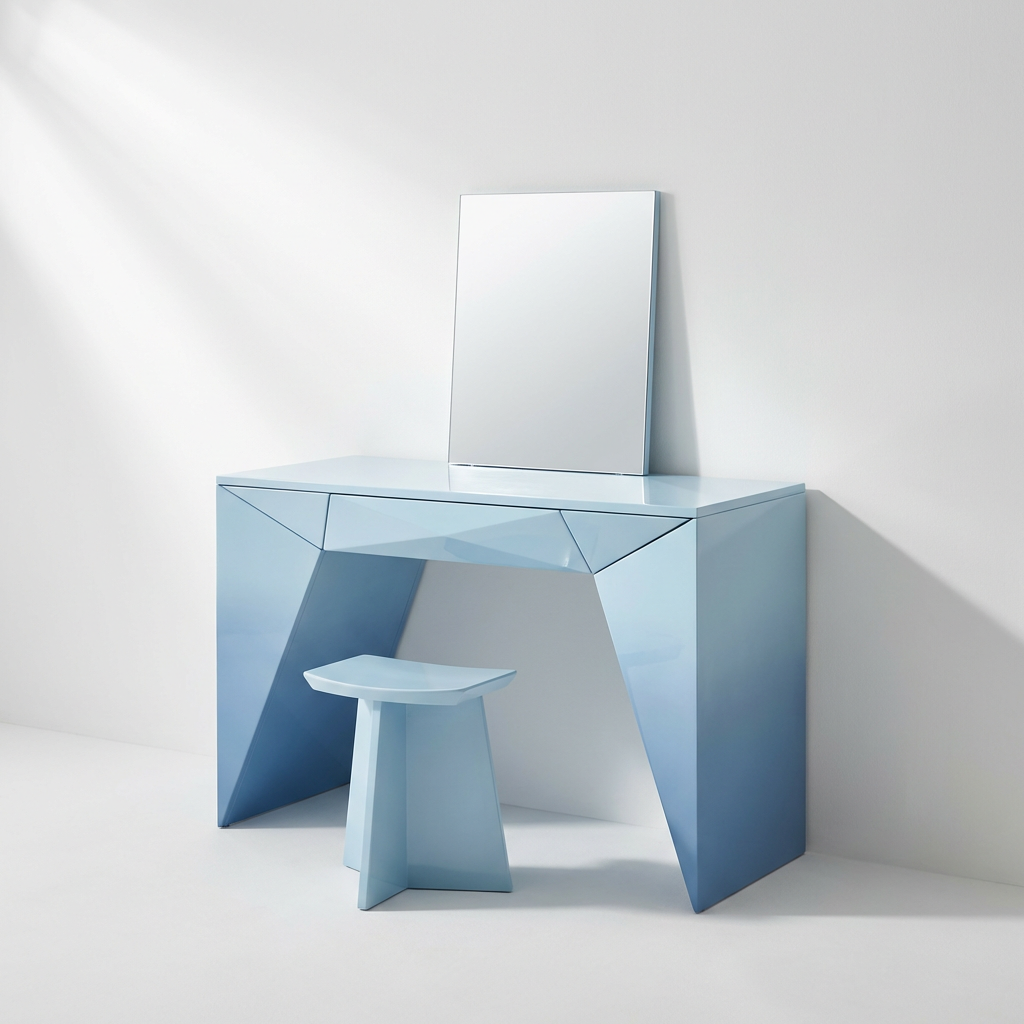 Tocador multifuncional con silla en dormitorio moderno