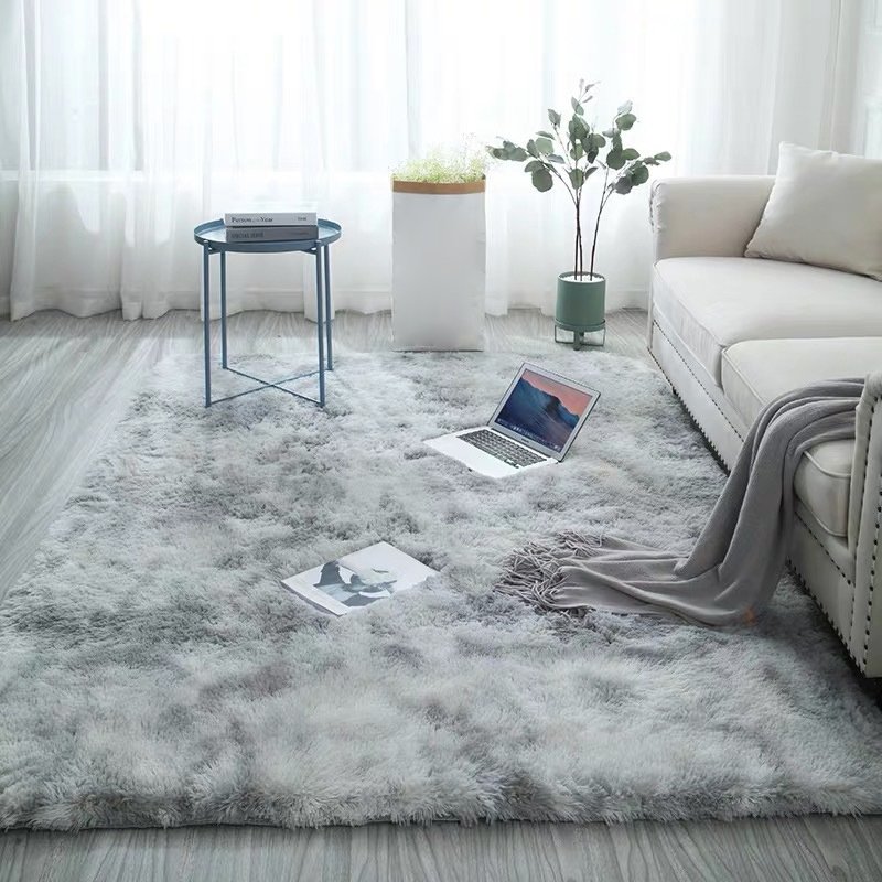 Tie dye gray soft floor handmade carpet